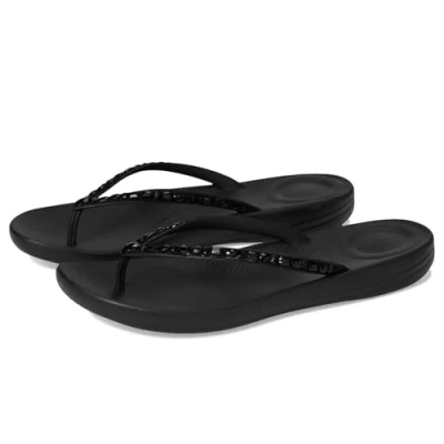 Abbildung von Fitflop Zehentrenner &quot;iQUSHION MULTI CRYSTAL&quot;, Sandale, Flats, Pool Slides mit Schmucksteinen verziert