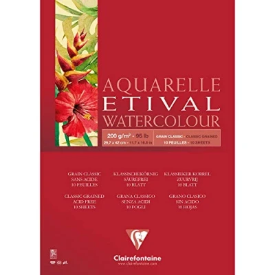 Abbildung von Clairefontaine 96375C Aquarellblock Etival (matt, 200g, für alle Nasstechniken geeignet, 1 seitig verleimt, 10 Blatt, DIN A3, 29,7 x 42 cm, ideal Anfänger, säurefrei) weiß