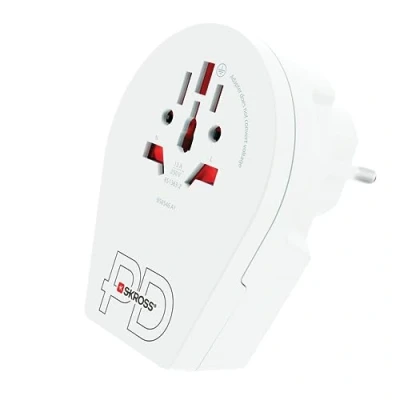 Abbildung von SKROSS World to Europe USB C20PD Schuko European Travel Adapter aus Euro, Australien, Großbritannien, USA, Japan, Brasilien und China Beschichtung C 3A Fast Charger
