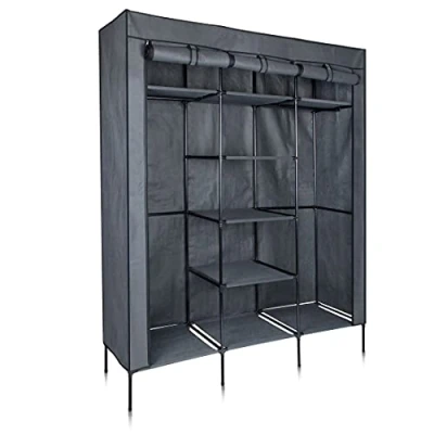 Abbildung von your GEAR Kleiderschrank Grado Stoffschrank 150 x 45 185 cm Schrank mit 2 Kleiderstangen und 9 Ablagen