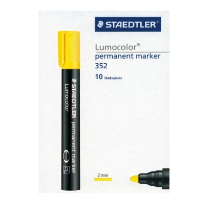 Abbildung von Staedtler 352 1 Lumocolor Marker permanent Rundspitze, 2 mm, 10 Stück, gelb