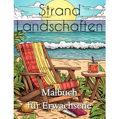 Abbildung von Strand Landschaften Malbuch für Erwachsene: Friedliche tropische Inselszenen, entspannende Meereslandschaften und stressabbauende Sommermotive