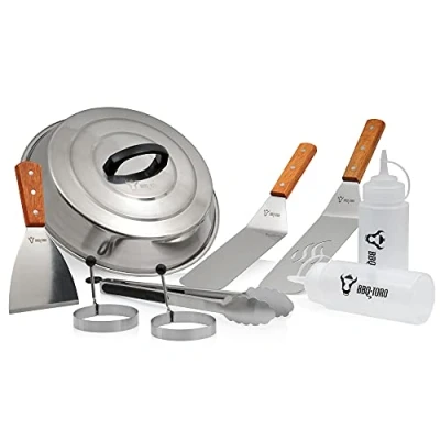 Abbildung von BBQ Toro Grillbesteck Set 9 teiliges Edelstahl Grill Plancha Zubehör Set, Teppanyaki Werkzeug, (Set, Set)