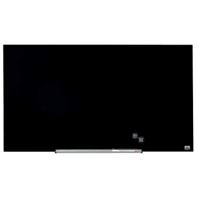 Abbildung von Nobo Glas Magnet Whiteboard mit herausnehmbarem Stiftehalter, 1000 x 560 mm, InvisaMount Befestigungssystem, Impression Pro, Schwarz, 1905180
