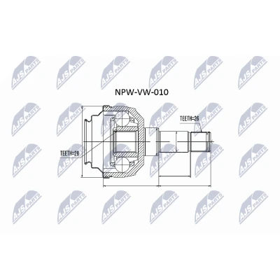 Abbildung von NTY NPW VW 010 Gelenksatz Vorderachse links VOLKSWAGEN: Sharan I, SEAT: Alhambra FORD: Galaxy Mk1 MPV