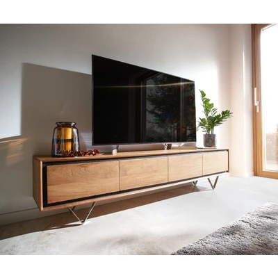 Abbildung von Lowboard Stonegrace 200 cm Akazie Natur 4 Türen Steinfurnier V Fuß
