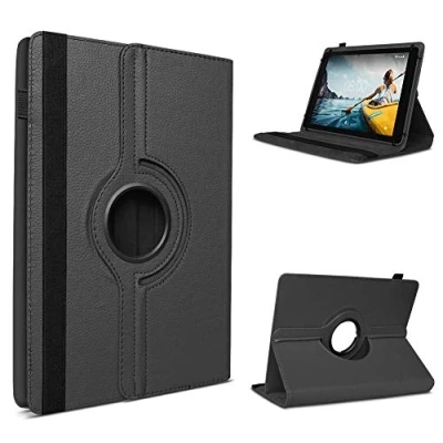 Abbildung von UC Express Tablet Schutz Hülle kompatibel mit Medion Lifetab P10752 Tasche Schutzhülle hochwertiges Kunstleder Standfunktion 360 Drehbar Cover Universal Case, Farbe:Schwarz