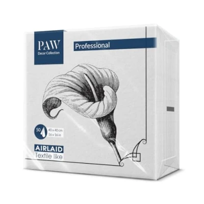 Abbildung von PAW Servietten aus Airlaid Stoffähnlich (40 x 40 cm) I 50 Stück Für Trauerfeier, Leichenschmaus, Beerdigung, Abschied Hochwertige Tischdeko Stoffservietten Gedächtnisblume Memory Flower