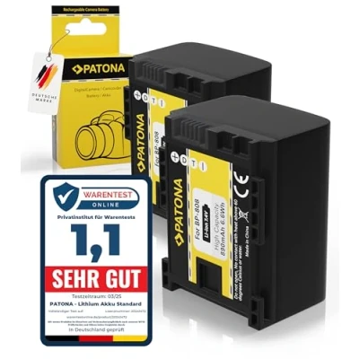 Abbildung von PATONA 2X Akku Ersatz für Canon BP 808 807 809 819 827 Batterie Kompatibel mit HG 21 20 HF11 HF100 FS 100 Legria HF M36 M306 M307 M406