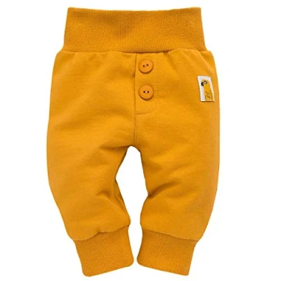 Abbildung von Babyhose mit Knöpfen Patch Papagei für Jungen &amp; Mädchen Schlupfhose Sweathose Leggings Jogginghose Elasticher Bund unifarben unisex 100% Baumwolle Currygelb 62 68 74 80 86