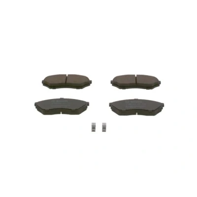 Abbildung von BOSCH 0 986 424 713 Bremsbelagsatz Low Metallic mit akustischer Verschleißwarnung Anti Quietsch Blech MITSUBISHI: Pajero Pinin