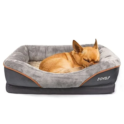 Abbildung von JOYELF Memory Foam Hundebett Kleines orthopädisches &amp; Sofa mit abnehmbarem waschbarem Bezug und Quietschspielzeug als Geschenk