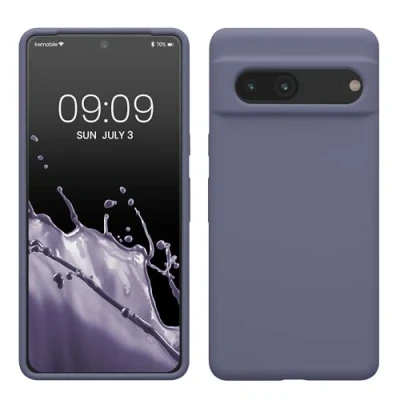 Abbildung von kwmobile Hülle kompatibel mit Google Pixel 7 Silikon Handy Case Handyhülle weiche Oberfläche kabelloses Laden Lavendelgrau