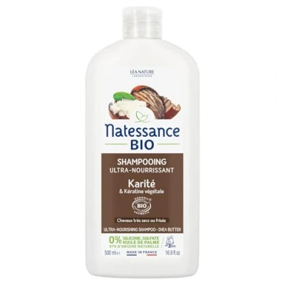 Abbildung von Natessance Ultra pflegendes Bio Shampoo, Bio/Keratin, zertifiziert biologisch, Cosmos Organic ohne Sulfate, Palmöl, 100% pflanzlich, 500 ml