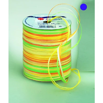 Abbildung von PRÄSENT C.E. Pattberg Raffia Multicolour Bastband gelb grün orange, 50 m Geschenkband zum Einpacken, 5 strängiges Bastelband für Geschenke, Zubehör Dekorieren &amp; Basteln