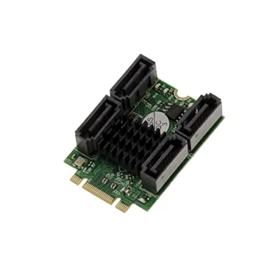 Abbildung von KALEA INFORMATIQUE M.2 Karte (M2 NGFF) Typ PCIe M oder B+M Key 4 SATA 6G RAID 0 1 10 HYPERDUO Port mit Marvel 88SE9230 Chipsatz.