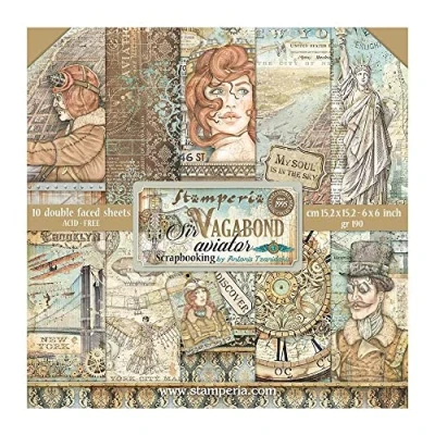 Abbildung von Stamperia Sir Vagabond Aviator Paper Pad 15x15, White, One Size, SBBXS18
