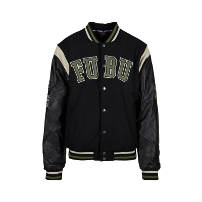 Abbildung von FUBU Unisex College Varsity Bomberjacke, Größe: Medium, Black