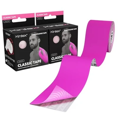 Abbildung von Kintex 2 Rollen Kinesiologie Tape Classic, 5 cm x m, hautfreundliches &amp; wasserfestes Tape, Physio Medizinisches (Pink)
