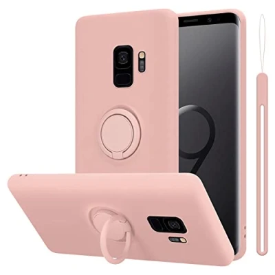 Abbildung von Cadorabo Hülle kompatibel mit Samsung Galaxy S9 Schutzhülle TPU Silikon Case Liquid Design Ring Slim Kratzfest Liquidsilikon Microfaser Rundumschutz für in Rosa