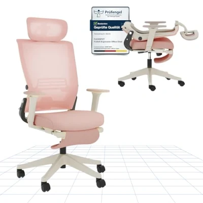 Abbildung von FLEXISPOT Ergonomischer Bürostuhl, klappbarer Bürostuhl für Kleine Räume mit Lendenwirbelstütze, Höhenverstellbaren Armlehnen, 2D Kopfstütze, Schreibtischstühle Fußstütze die Arbeit zu Hause