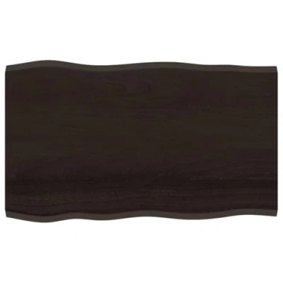 Abbildung von vidaXL Tischplatte, Holzplatte für Tisch Esstisch Couchtisch, Massivholzplatte Handgefertigt mit Baumkante, Ersatztischplatte, Dunkelbraun 100x60x2cm Massivholz Eiche Behandelt