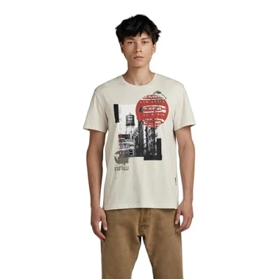 Abbildung von G Star RAW Herren Building Graphic T Shirt, Beige (Whitebait D24698 336 1603), L EU