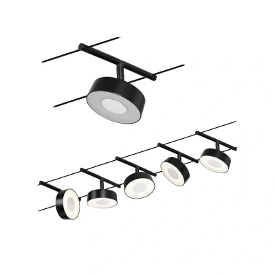 Abbildung von Paulmann 94479 LED Seilsytem Circle Basisset 5x400lm incl. 5x5 W Warmweiß Schwarz matt, Chrom Kunststoff, Metall Beleuchtungssystem 3000 K