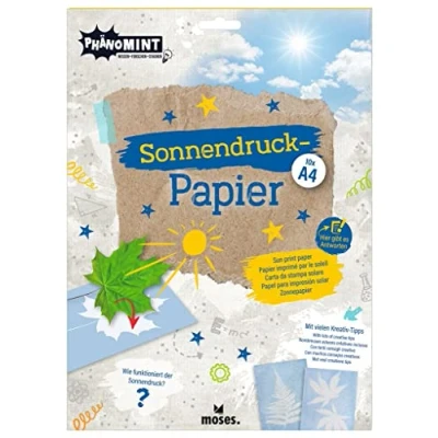 Abbildung von moses. PhänoMINT Sonnendruck Papier A4, Experimentierspielzeug für Kinder, Bastelpapier zum Beobachten wissenschaftlicher Phänomene, 10 Papierblätter 21 x 29,7 cm Drucken verschiedener Objekte
