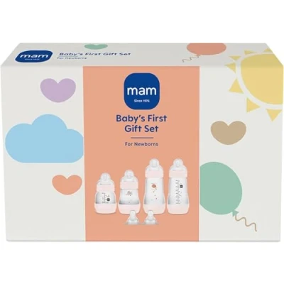 Abbildung von MAM Bottles Baby&#039;s First Bottle Set, Neugeborene Babyflaschen Set mit 2 Fast Flow Sauger Anti Colic Flaschen für Babys 4er