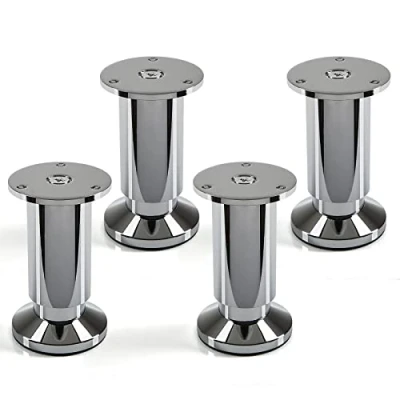 Abbildung von 4er Set Möbelfüße ALPHA verstellbar Sockelfüße Chrom poliert, belastbar bis 250 Kg, Höhe: 100 mm von SO TECH