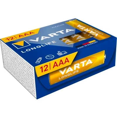 Abbildung von VARTA Batterien AAA, 12 Stück, Longlife, Alkaline, 1,5V, Cube, ideal für Fernbedienungen, Wecker, Radios, Wanduhren, Verpackung zu 90% recycelt, Made in Germany