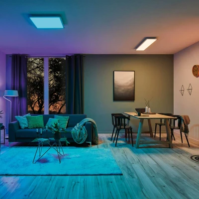 Abbildung von Paulmann 79809 LED Panel Amaris 595x295mm RGBW Smart Home Zigbee eckig incl. 1x35 Watt dimmbar Deckenleuchte Weiß matt Metall Wohnzimmerlampe 2700 K