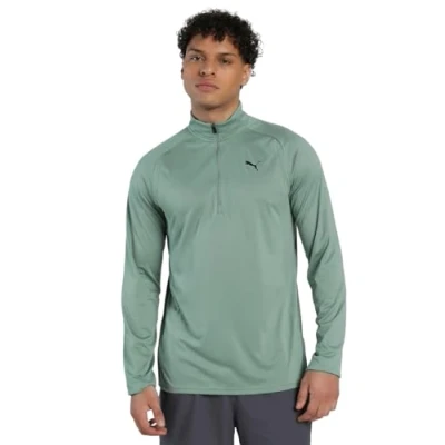 Abbildung von Puma TAD TECH Oberteil mit viertellangem Reißverschluss im Materialmix Herren Green Moon Größe: 3XL