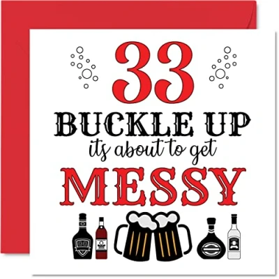 Abbildung von Lustige Geburtstagskarte zum 33. Geburtstag für Männer und Frauen Buckle Up Karte Vater Mutter Sohn Tochter Bruder Schwester Onkel Tante Cousin 145mm Grußkarten
