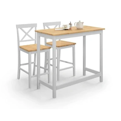 Abbildung von Julian Bowen Marlow Bar Set, Elefantengrau, Gummiholz, Grau/Eiche, Einheitsgröße
