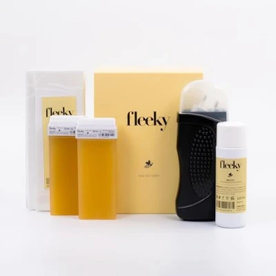 Abbildung von fleeky Wax Roller Kit elektrisches Roll on Komplett Set mit Warmwaxgerät für seidenglatte Haut fleek, professionelle Ergebnisse und anfängerfreundliche Handhabung