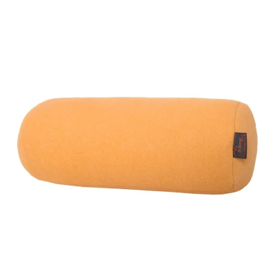 Abbildung von Dr. Berger Nackenrolle ca. 40x16cm mit Kugelfaserfüllung besonders weiche Stütze für Nacken und Hals senfgelbem Double Fleece Bezug aus 100% Oekotex zertifizierter Baumwolle