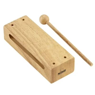 Abbildung von Nino Percussion Wood Block Instrument Großes Musikinstrument für Kinder ab 3 Jahren Siam Eiche, Natur (NINO22)