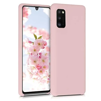Abbildung von kwmobile Hülle kompatibel mit Samsung Galaxy A41 Silikon Handy Case Handyhülle weiche Oberfläche kabelloses Laden Altrosa matt