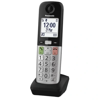 Abbildung von Panasonic KX TGUA40EXB Zusätzliches Mobilteil für Digitale schnurlose Telefone TGU430/KX TGU410, LCD Display, Anruf Favorit, kompatibel mit Hörgeräten, Haupteinheit erforderlich, Schwarz &amp; Silber