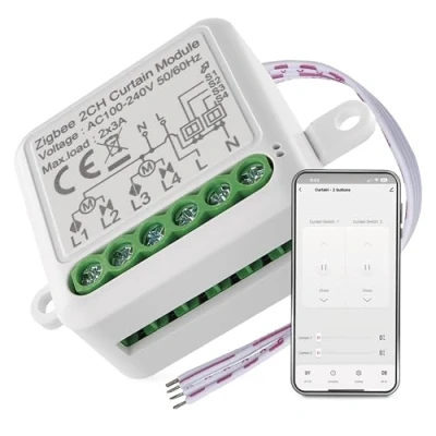 Abbildung von EMOS GoSmart Smart Home Rolladenschalter Modul mit App ZigBee für Doppelschalter Unterputz Relais Schalter zur Rolladensteuerung, Sprachsteuerung der Jalousien Google Home, Alexa kompatibel