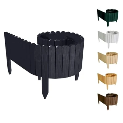 Abbildung von Floranica Rasenkante Höhe 40 cm Anthrazit 200 Lang Gartenzaun Flexibler Holzzaun Gartendeko Gartenpalisade für Beeteinfassung, Mähkante Rollborder, Steckzaun Blumenbeet Umzäunung Garten