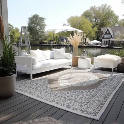 Abbildung von ELLE DECORATION Teppich &quot;Rhombus, In und Outdoor&quot;, rechteckig, Flachgewebe, &amp; Outdoor, Modern, Wendeteppich, Balkon, Wohnzimmer