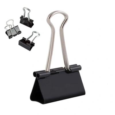 Abbildung von D.RECT Metal Foldbackklammern Foldback Klammern Verpackung 12 Stück x Pack(144 Klammern) 32mm Vielzweckklammern, Metall Binder Clips für: Notizen, Briefpapier Büroklammern Gross, Schwarz
