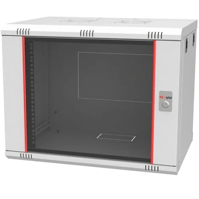 Abbildung von Netzwerkschrank, Serverschrank 19 Zoll Rack 6HE 7HE 9 HE 12HE 16HE 400 mm Tiefe Wandmontage Montiert Sicherheitsglastür Grau (9HE)