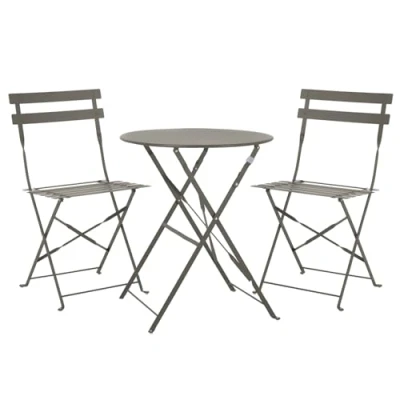 Abbildung von SVITA Bistro Set 3 teilig Gartenset Garnitur Metall Möbel Stuhl Tisch Klapp Balkon Taupe