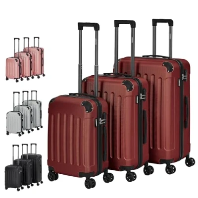 Abbildung von Arebos Koffer Reisekoffer 3er Set Hartschalen Trolley M L XL Set, 4 Rollen