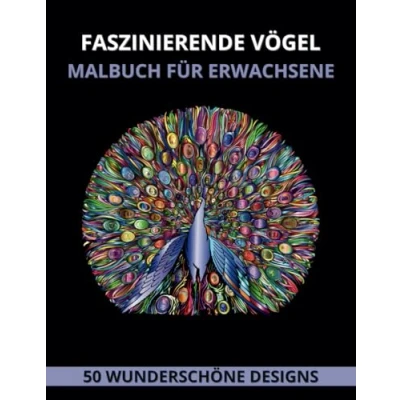 Abbildung von Faszinierende Vögel Malbuch für Erwachsene: Einzigartige und wunderschöne Designs mit Papageien, Eulen, Schwänen, Flamingos Kakadus Stressabbau Entspannung