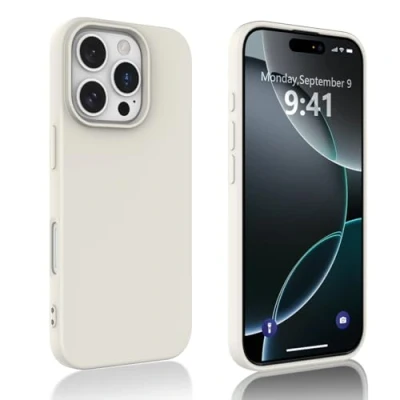 Abbildung von Ruayia Hülle Kompatibel mit iPhone 16 Pro, Handyhülle Silikon Stoßfest, Schutzhülle für Pro Schutz Anti Kratzt Rückseite Case Weiß